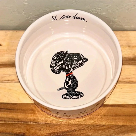 Rae Dunn Peanuts Ceramic Dog Dish featuring Snoopy. Halloween pumpkins. NWTS - Picture 2 of 7